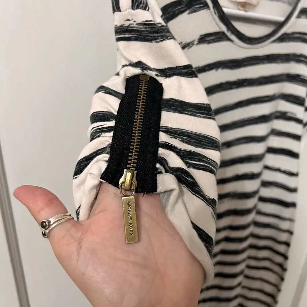 Michael Kors Black and Cream Striped Dress
